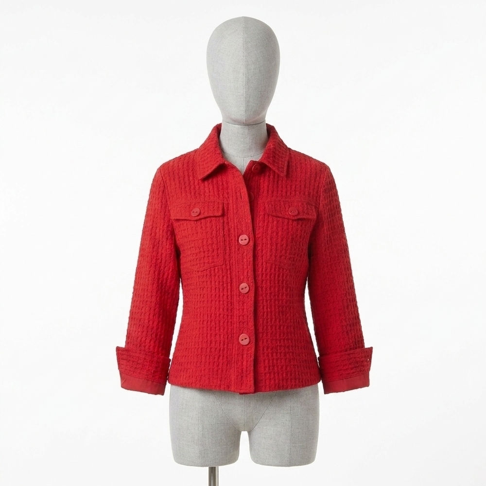 NEW HABITAT honeycomb shacket in ruby